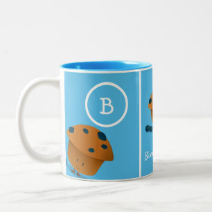 Blueberry Muffin Monogram Cartoon Character Blue Zweifarbige Tasse
