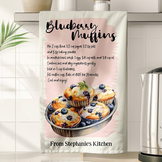 Blueberry Muffin Rezept Personalisiert Geschirrtuch