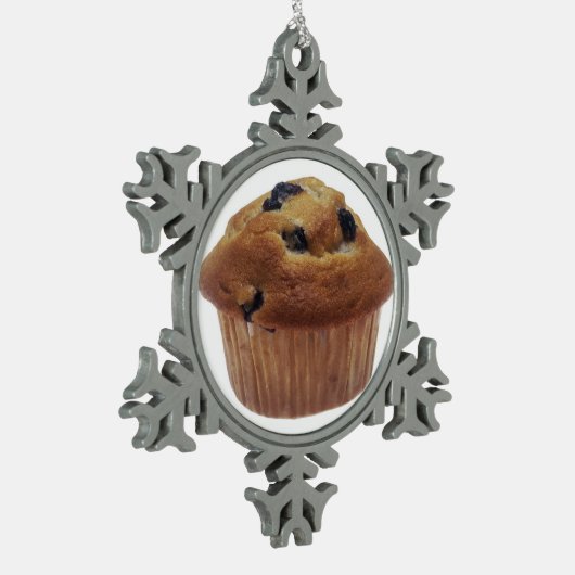Blueberry Muffin Schneeflocken Zinn-Ornament (Links)