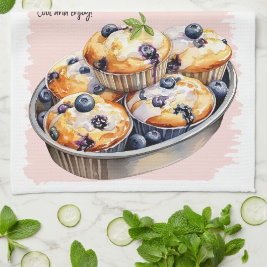 Blueberry Muffins Backrezeption Geschirrtuch (Gefaltet)