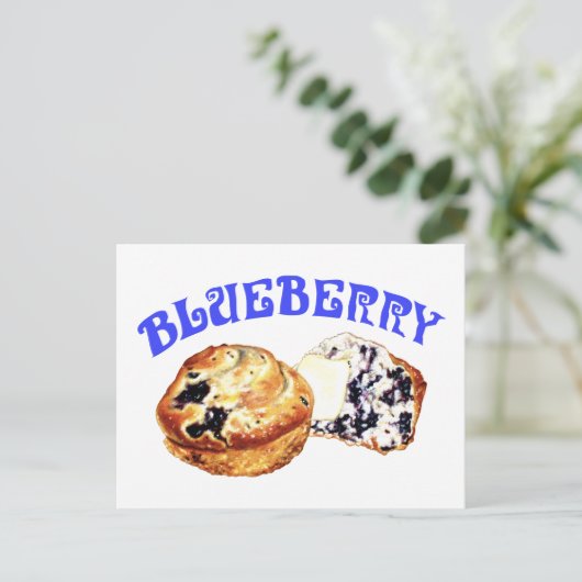Blueberry Muffins Postkarte (Stehend Vorderseite)