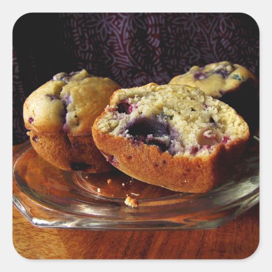 Blueberry Muffins Quadratischer Aufkleber (Vorderseite)