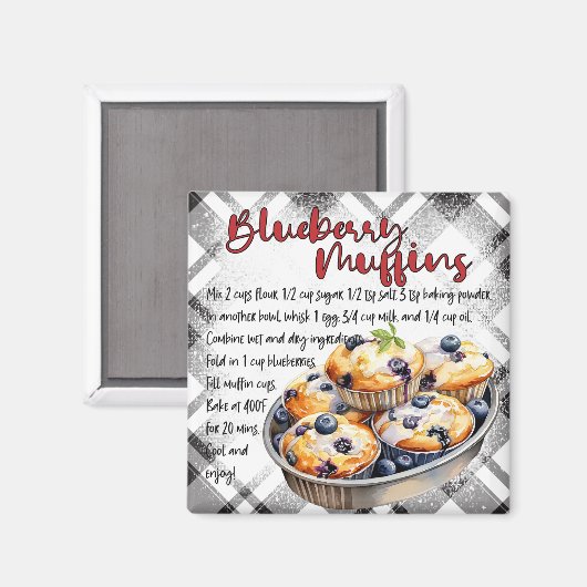 Blueberry Muffins Recipe Magnet (Vorderseite/Rückseite)