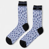 Blueberry Muster Personalisiert Name Blau Socken (Linkes Detail)