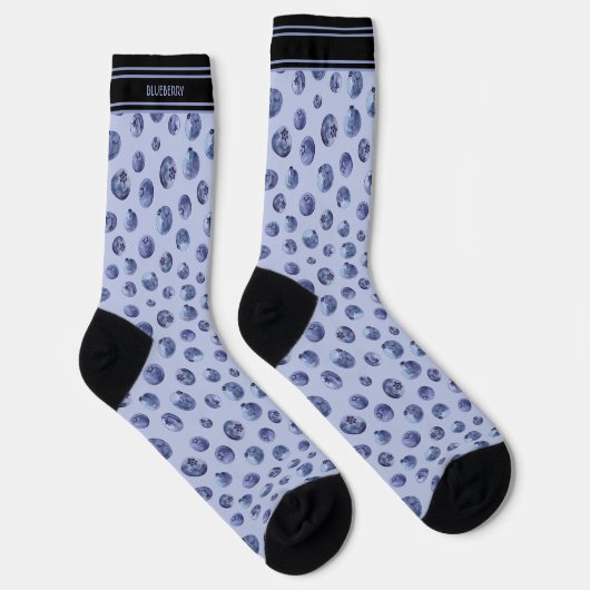 Blueberry Muster Personalisiert Name Blau Socken (Rechts)