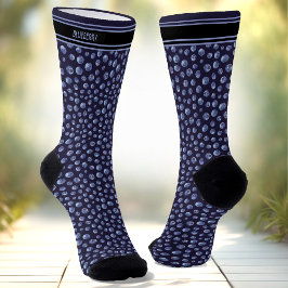 Blueberry Muster Personalisiert Name Blau Socken