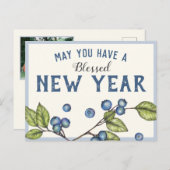 Blueberry New Year Postcard Postkarte (Vorne/Hinten)