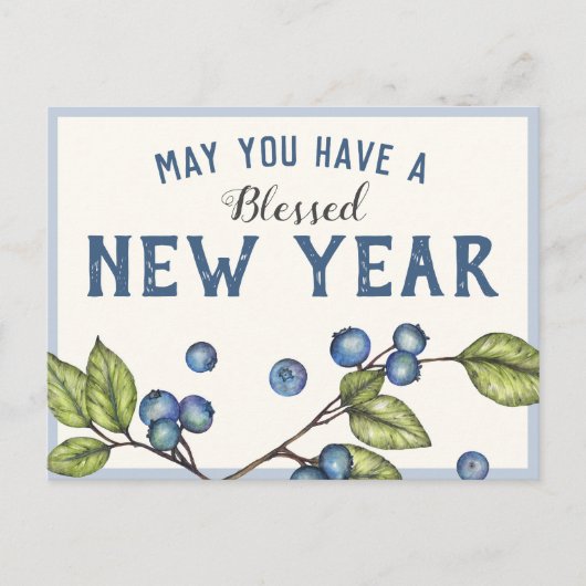 Blueberry New Year Postcard Postkarte (Vorderseite)