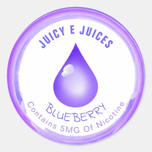 Blueberry Nicotine Juice Labels Runder Aufkleber (Vorderseite)
