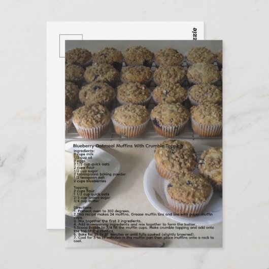 Blueberry Oatfood Muffins Postkarte (Vorne/Hinten)