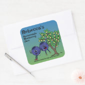 Blueberry Pals Funny Cartoon Jam Pie und mehr Quadratischer Aufkleber (Umschlag)