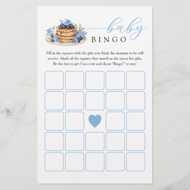 Blueberry Pancake Baby Brunch Baby Bingo Game (Vorderseite)