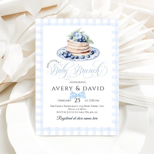 Blueberry Pancake Baby Brunch Baby Shower Boy Einladung