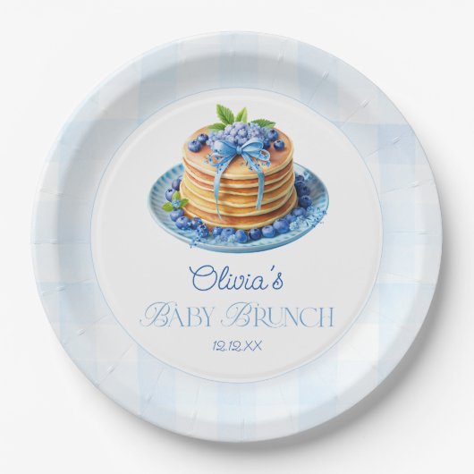 Blueberry Pancake Baby Brunch Babydusche Pappteller (Vorderseite)