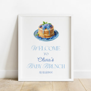 Blueberry Pancake Baby Brunch Babydusche Willkomme Poster