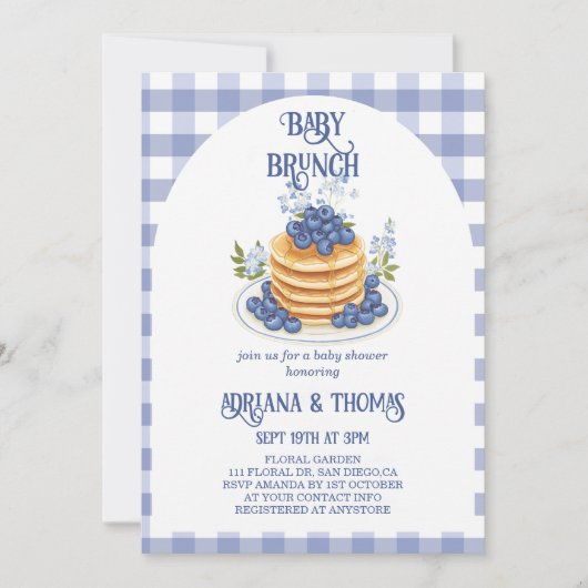 Blueberry Pancake Baby Brunch Dusche Einladung (Vorderseite)