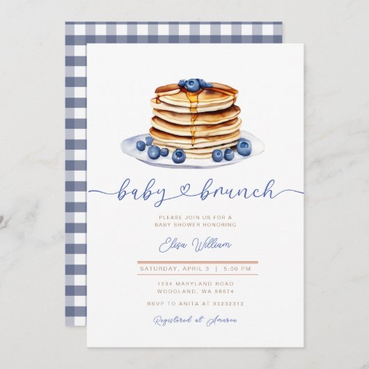 Blueberry Pancake Baby Showeinladung Einladung (Vorne/Hinten)