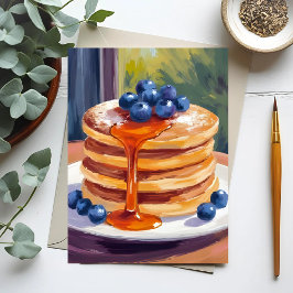 Blueberry Pancakes | Ölfarbe Postkarte