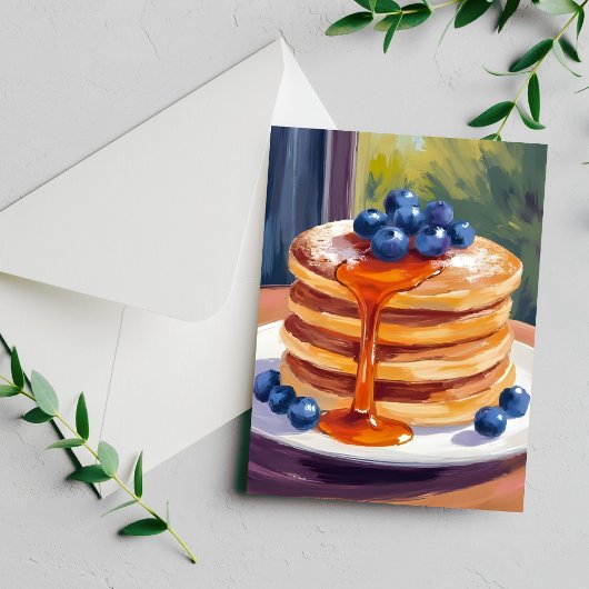 Blueberry Pancakes | Ölfarbe Postkarte