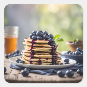 Blueberry Pancakes Quadratischer Aufkleber