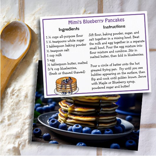 Blueberry Pancakes Rezept Card Postkarte