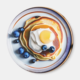 Blueberry Pancakes und frittierte Eier Nahrung Magnet