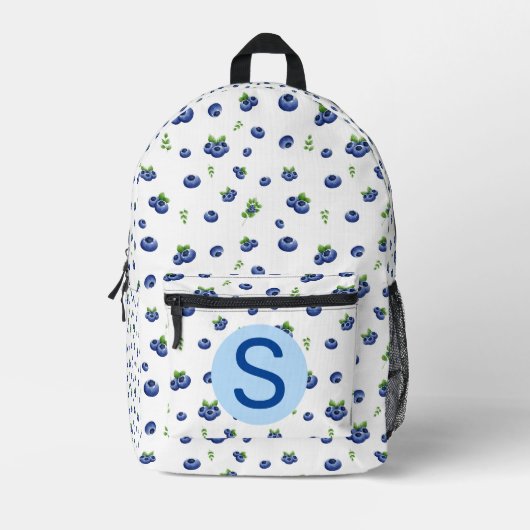 Blueberry Pattern Bedruckter Rucksack (Vorderseite)