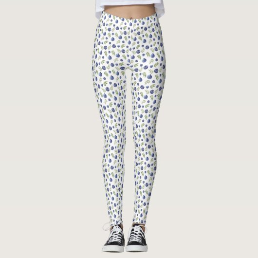 Blueberry Pattern Berries Summer Leggings (Vorderseite)