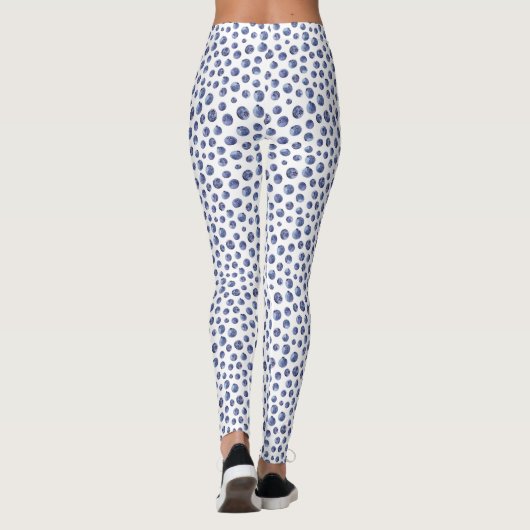 Blueberry Pattern Blau Weiße Sommer Leggings (Rückseite)