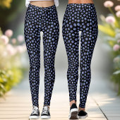 Blueberry Pattern Blue Black Summer Leggings