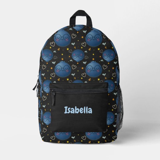 Blueberry Pattern Chalkboard Kids Backpack Bedruckter Rucksack (Vorderseite)