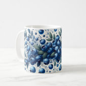 Blueberry Pattern - Hellblauer Hintergrund Kaffeetasse (Vorderseite Links)