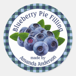 Blueberry Pie Filling Kariert 3" Circle Food Label Runder Aufkleber