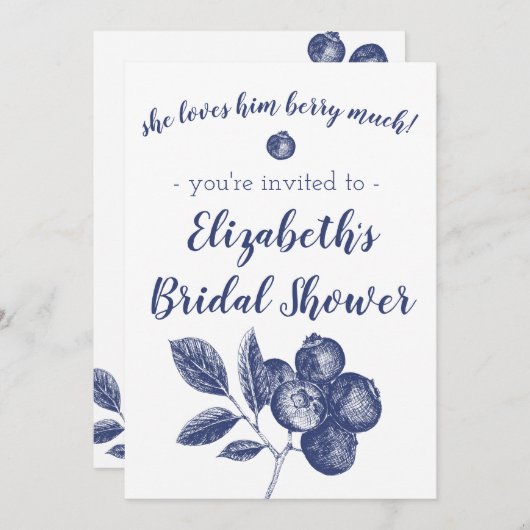 Blueberry Polterabend Einladung (Vorne/Hinten)