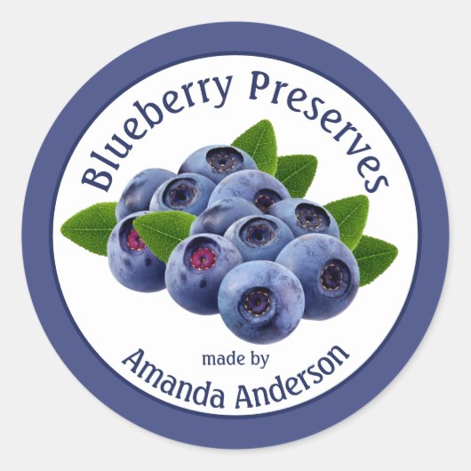 Blueberry Preserve 3" Circle Food Label Runder Aufkleber (Vorderseite)