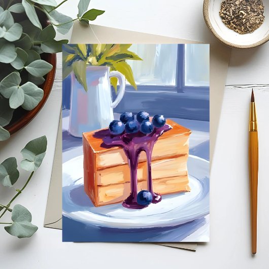 Blueberry Pstry Dessert Cake Postkarte