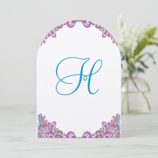 Blueberry Raspberry Ice Paisley Einladung Hochzeit (Stehend Vorderseite)