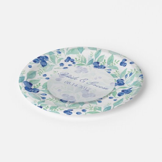 Blueberry Rustic Wedding Pappteller (Schrägansicht)
