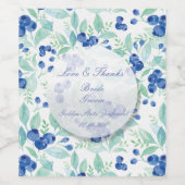 Blueberry Rustic Wedding Weinetikett (Einzelnes Label)