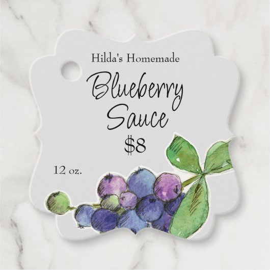 Blueberry Sauce hausgemachte Fruchtkonserven Jar T Geschenkanhänger (Vorderseite)