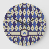 Blueberry Scone Raute Clock Große Wanduhr (Vorderseite)