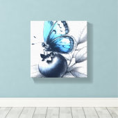 Blueberry Sketched Butterfly Leinwand Wall Art (Insitu (Holzboden))