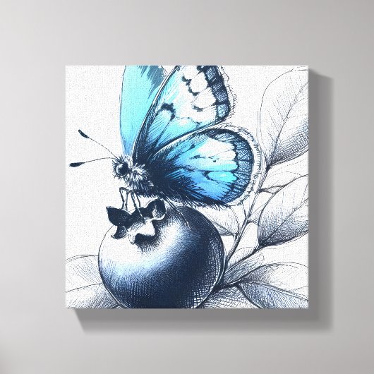 Blueberry Sketched Butterfly Leinwand Wall Art (Vorderseite)