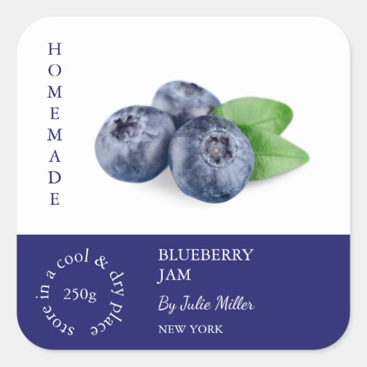Blueberry Small Business Label Quadratischer Aufkleber (Vorderseite)
