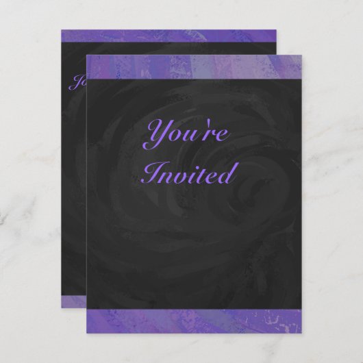 Blueberry Smear und Black Monogram Einladung (Vorne/Hinten)