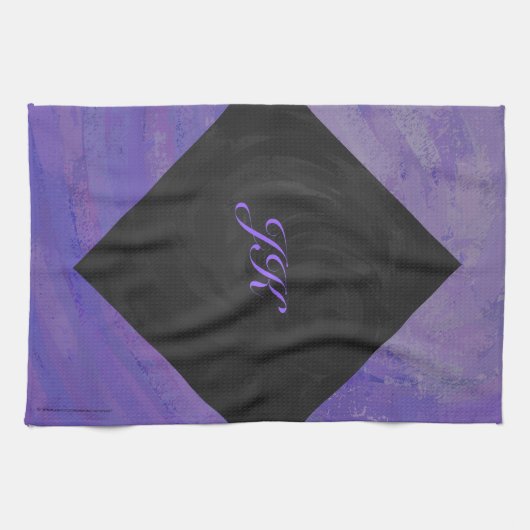 Blueberry Smear und Black Monogram Handtuch (Horizontal)