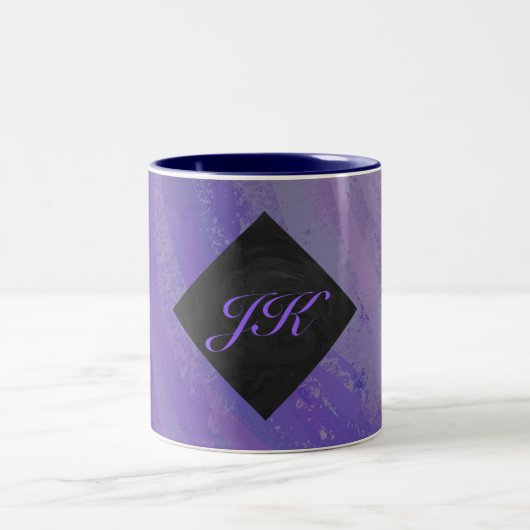Blueberry Smear und Black Monogram Zweifarbige Tasse (Mittel)