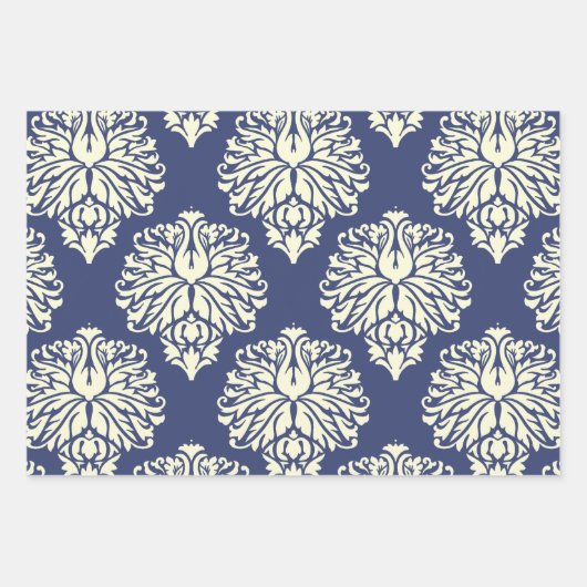 Blueberry Southern Hütte Damask Geschenkpapier Set (Vorderseite)