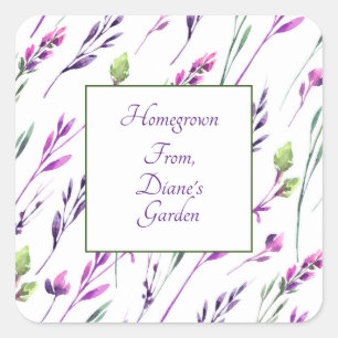 Blueberry Stems Watercolor Scrapbook Quadratischer Aufkleber