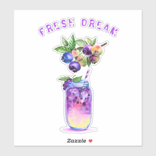 Blueberry Sticker Fruchtsaft Cooler Drink Cocktail (Blatt)